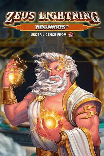 Spelcover van Zeus Lightning MegaWays met bliksem van Zeus